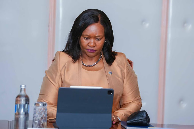 EAC and ASALs CS Rebecca Miano during a Cabinet meeting at the State House on May 16,2023.