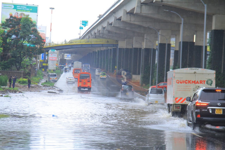 Roads flooded following heavy rains along Mombasa road on May 1, 2024.