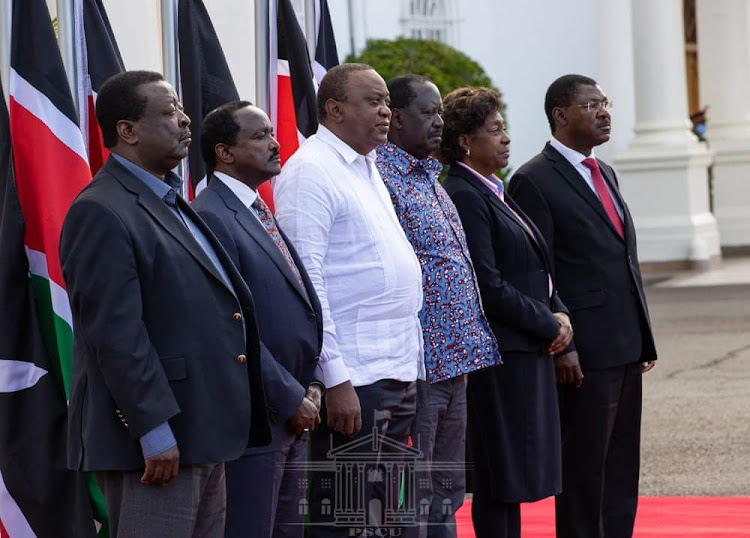 The BBI proponents during a joint statement on BBI at Statehouse