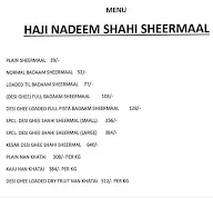 Haji Nadeem Shahi Sheermal menu 1