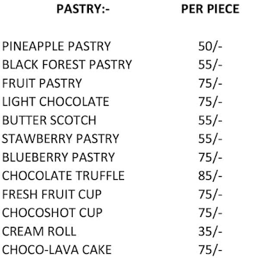 Bikaneri Hans Sweets menu 