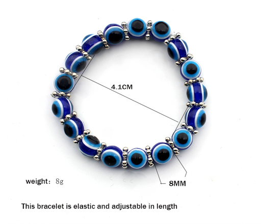 Title 1, 8mm Resin Two Eyes Blue Devil Bracelet, Protect...