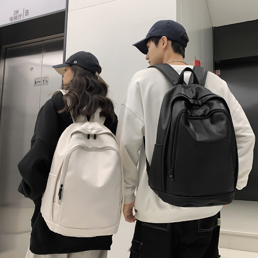 Title 4, Solid color large capacity soft leather schoolb...