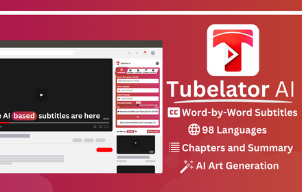 Tubelator: AI YouTube Subtitles and Chapters small promo image