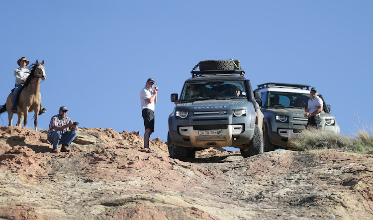 Participants tackle tricky terrain in the new Land Rover Defender.