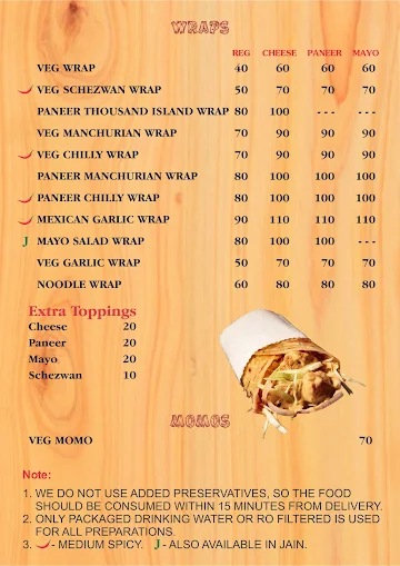 Om Snacks menu 