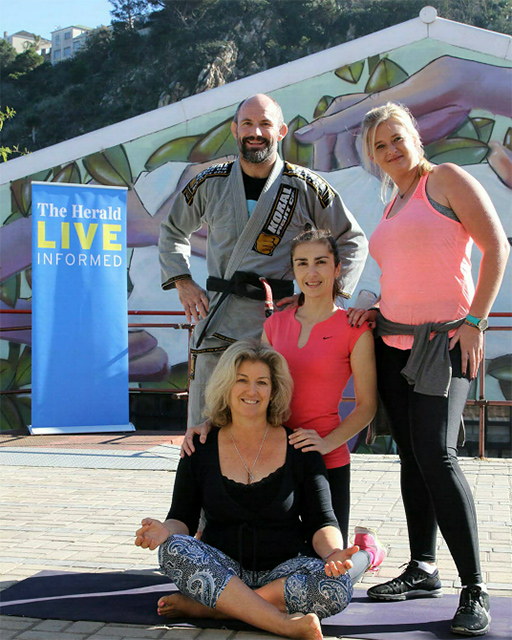 Fitness instructors of the FitFam day on June 9 at Chicky’s Yard are, from left, Chris Bright (self-defence), Maria Mamacos (Pilates), Chere Kotze (Zumba) and Lisa Slabbert (yoga)