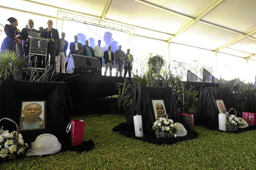 There were tears at the memorial service for the seven miners who died at the Sibanye Gold Mine in Carletonville during a seismic event. / Thulani Mbele