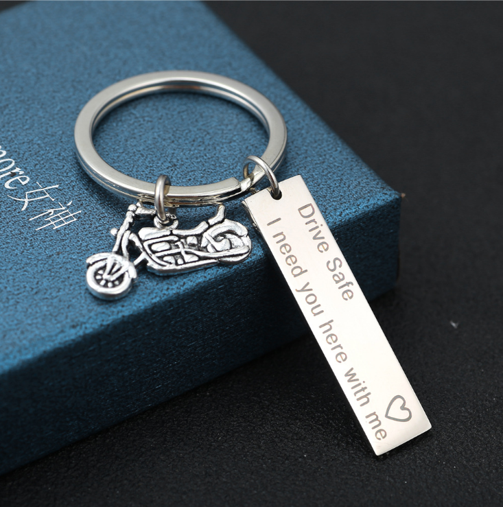 8 Styles Stainless Steel Key Chain Drive Safe I Need You Here With Me Keychain Couples Jewelry Engraved Car Key Chain SP