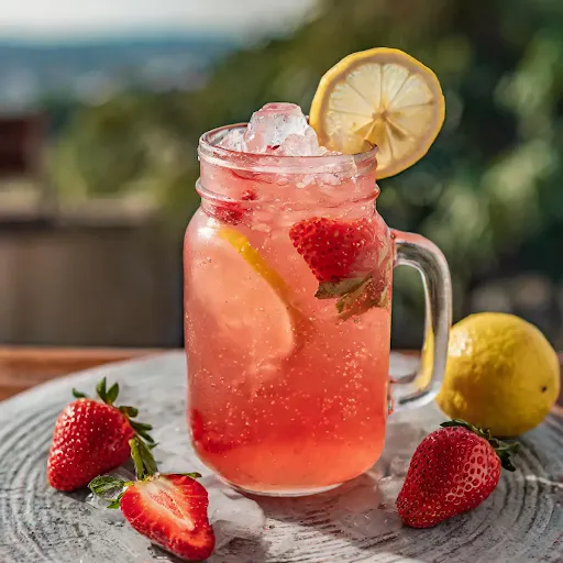 Strawberry Lemonade Fizz Mocktail [450 Ml, Mason Jar]