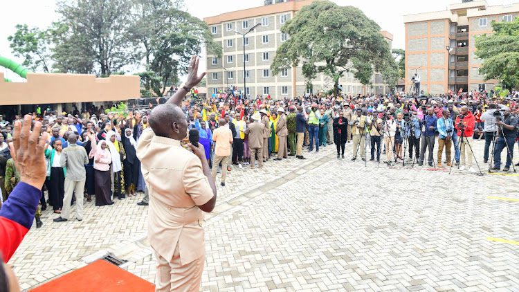 President William Ruto addressing Bondeni residents on January 13, 2024