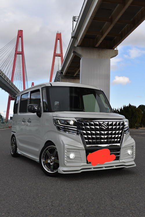 スペーシアカスタムのスペーシアカスタムmk53S・オフ会・車高調整・社外ホーンは何つけてる？に関するカスタム事例の投稿画像1枚目