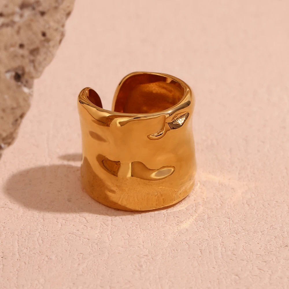 Title 3, Bague Minimaliste en Acier Inoxydable Plaqué Or...