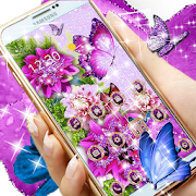 Luxury Purple Butterfly Diamond Flower Theme  Icon