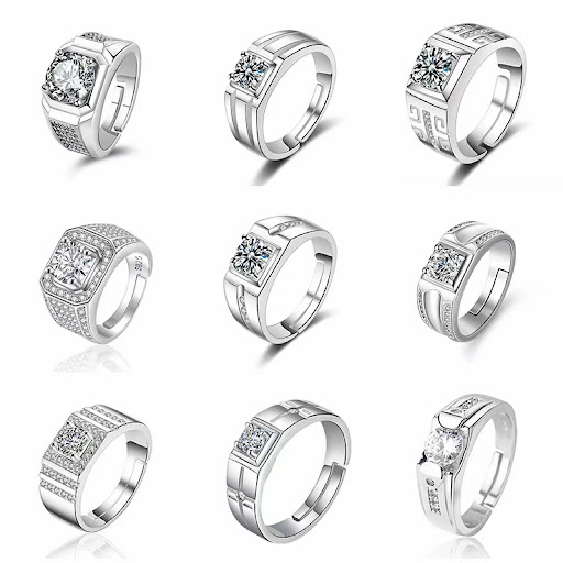 Title 2, Mens Ring 925 Silver Moissanite Copper Plated ...