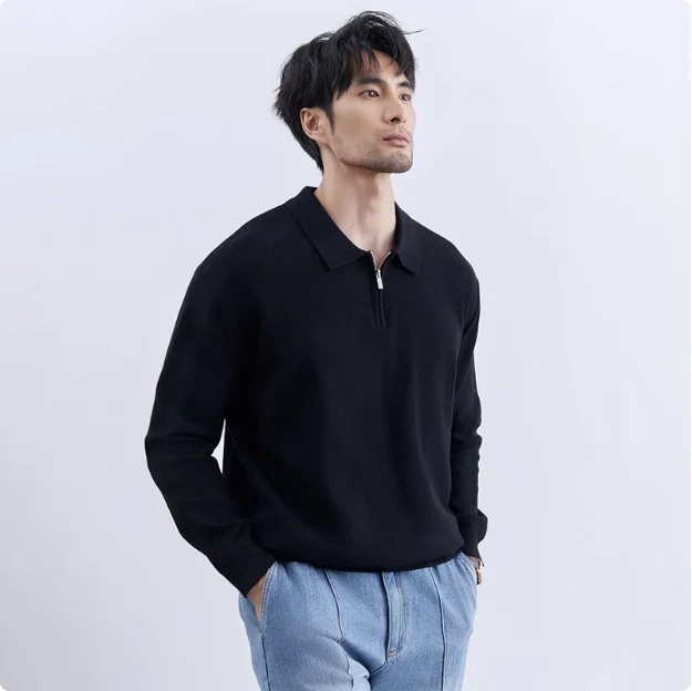 Men's Lapel Zipper Front Slim Pullover Sweater Stylish Comfort for Every Occasion A Versatile Wardrobe Essential for a
