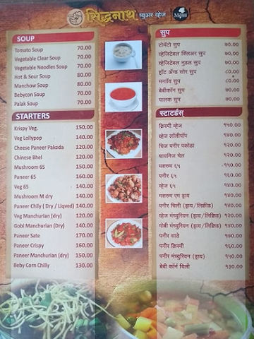 Sidhanath Pure Veg menu 