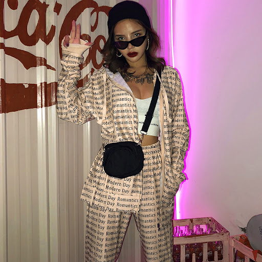 Title 6, Letter printed hooded jacket and casual pants f...