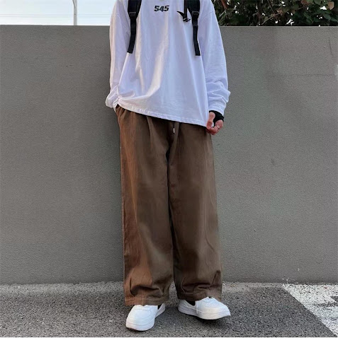 Title 2, Casual Boys Solid Color Wide Leg Trousers Comfo...