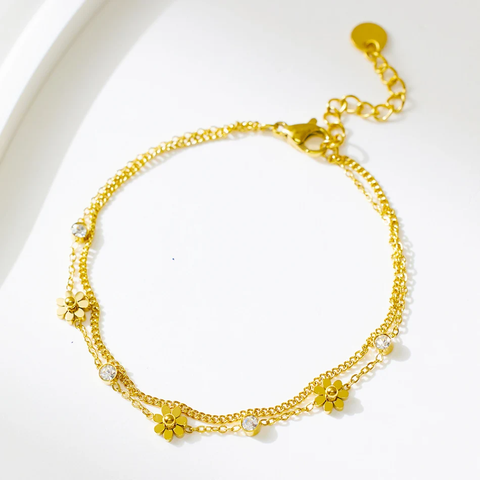 Bransoletka ze stali nierdzewnej 18K złotem i diamentami, elegancka biżuteria na każdą okazję, podkreśl swój styl.