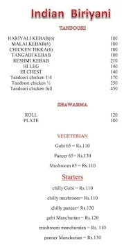 Indian Biriyani menu 5