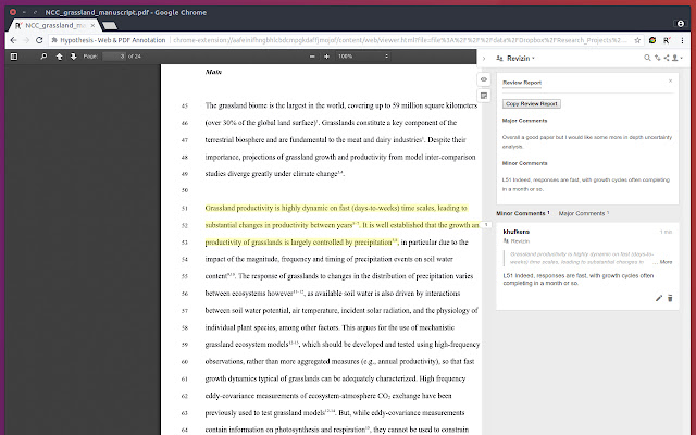 Hypothes.is based peer-review annotations chrome extension