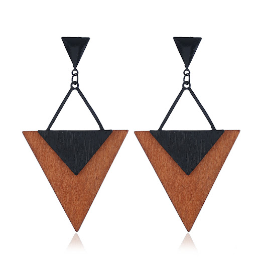 Title 10, Creative Fashion Vintage Alloy Wooden Earrings ...