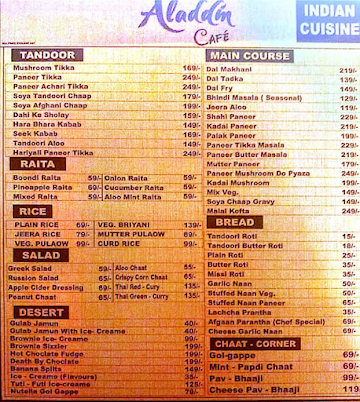 Aladdin Cafe menu 