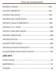 Pasta Amore menu 1