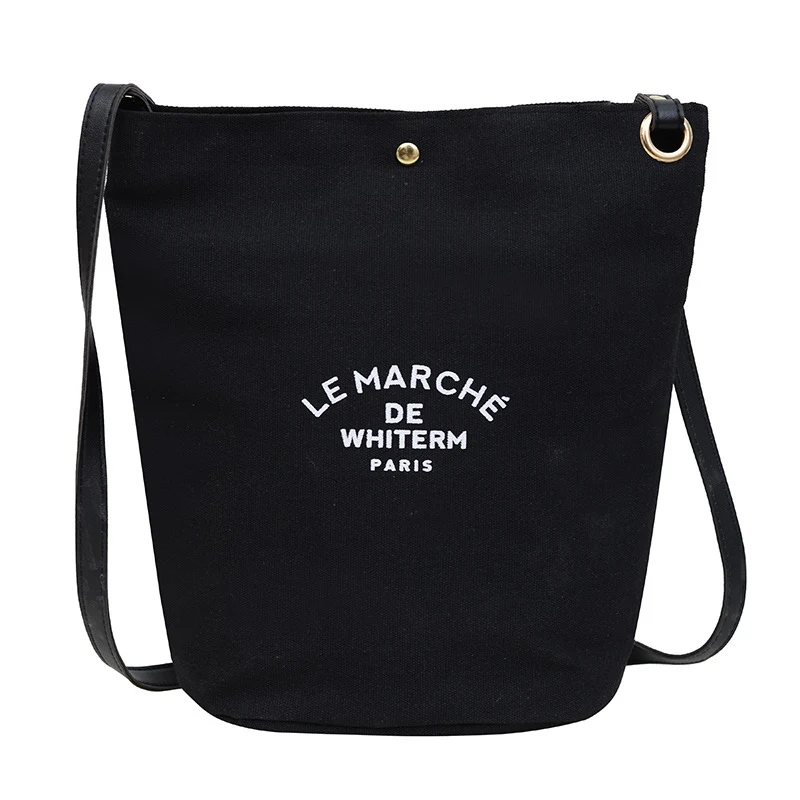 Bolso bandolera minimalista de lona con estampado de personalidad, bolso tipo cubo. Perfecto para uso diario, práctico y moderno.