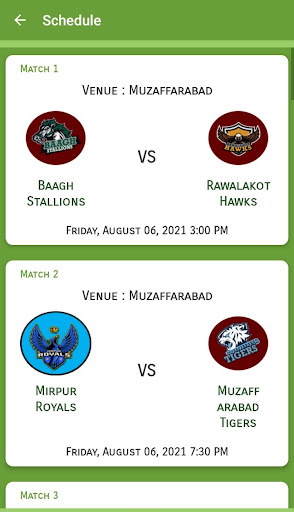 Screenshot KPL Schedule : Live Score