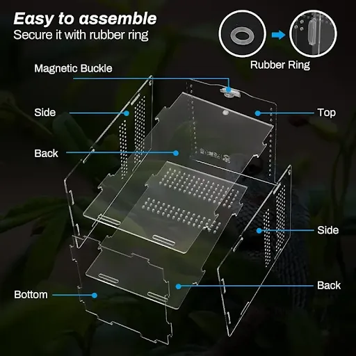 Reptile Acrylic Transparent Terrarium Habitat Breeding Box Reptiles Cage Nano Arboreal Tarantula Enclosure Bearded Drago