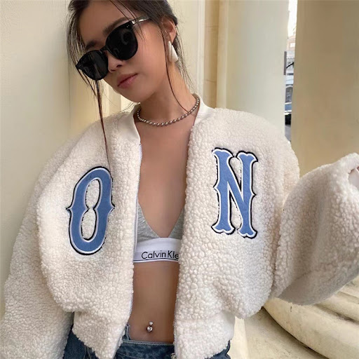 Title 5, Womens Fashion Letter Embroidered Slim Fit Jac...