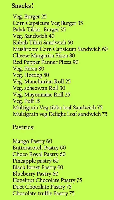 Toccata menu 