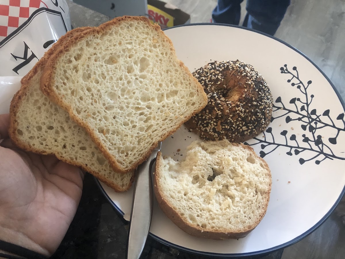 Very large slices of sandwich bread!