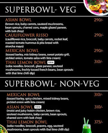 Vinz Nutribowl menu 