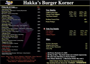 Hakka's Burger Korner menu 