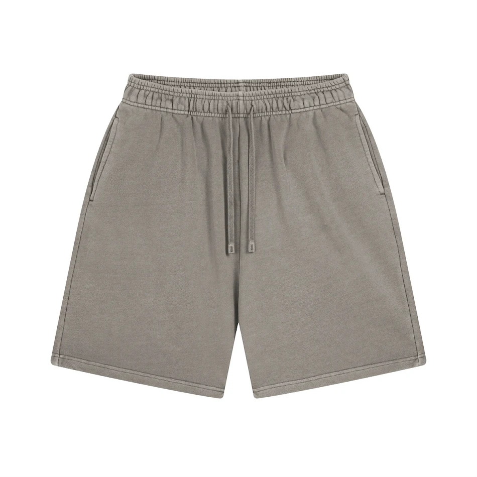 Shorts Esportivos Masculinos Vintage de Algodão Puro, Tingimento Bi padrão, e Terry Lavado. Conforto e estilo únicos para seus treinos e dia a dia.