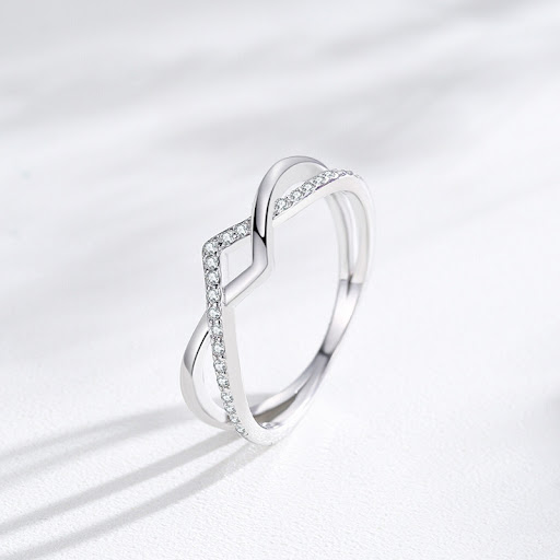 Title 3, Sterling Silver Double-layer Geometric V-shaped...