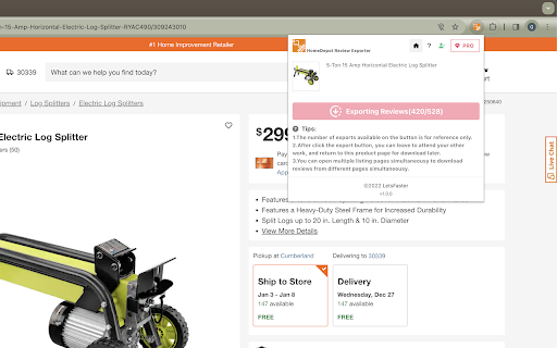 HomeDepot Review Exporter