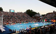 A view of the pool and stands during the men's water polo gold medal match between Italy and Spain on day 14 of the Budapest 2022 Fina World Championships at Alfred Hajos National Aquatics Complex on July 3 2022.