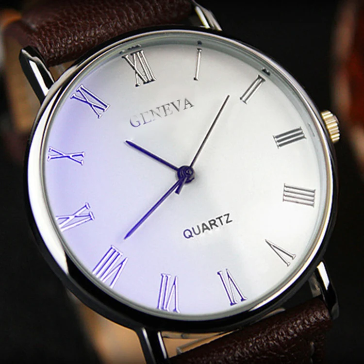 Title 1, Heren blauwe Romeinse kwarts horloge, letterlij...