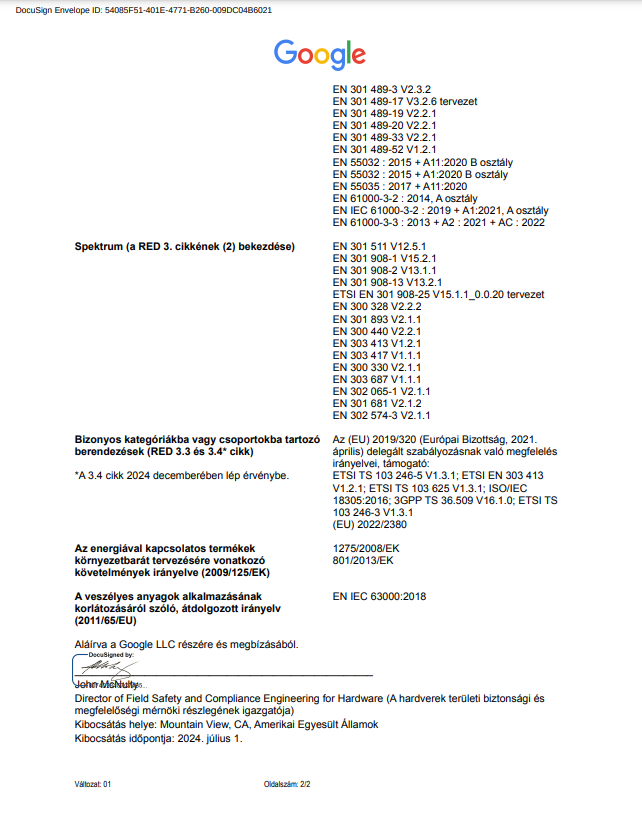 EU Declaration of Conformity page 2