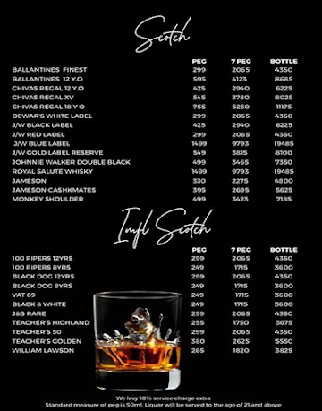 My Bar Headquarters menu 