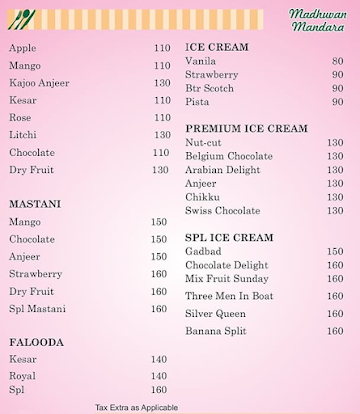 Madhuvan Family Restaurant menu 