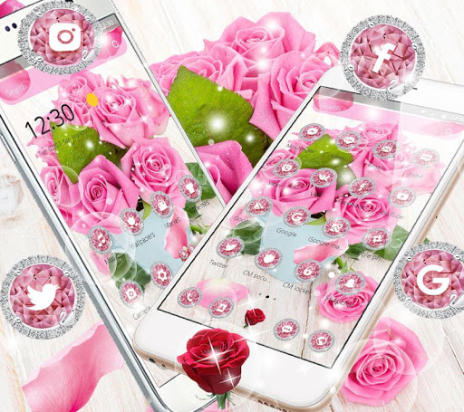 Pink Rose Fresh Theme, 3D Red Flowers Wallpapers