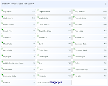 Hotel Shashi Residency menu 