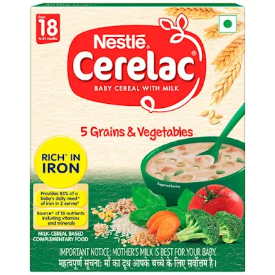 Nestle Cerelac Baby Cereal With Milk - 5 Grains & Vegetables, From 8-24 Months, Rich In Iron - 300 gm