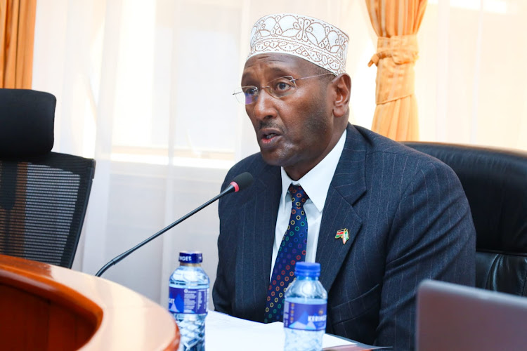 Marsabit Senator and Chair of the Cohession Committee Mohamed Chute during a session.