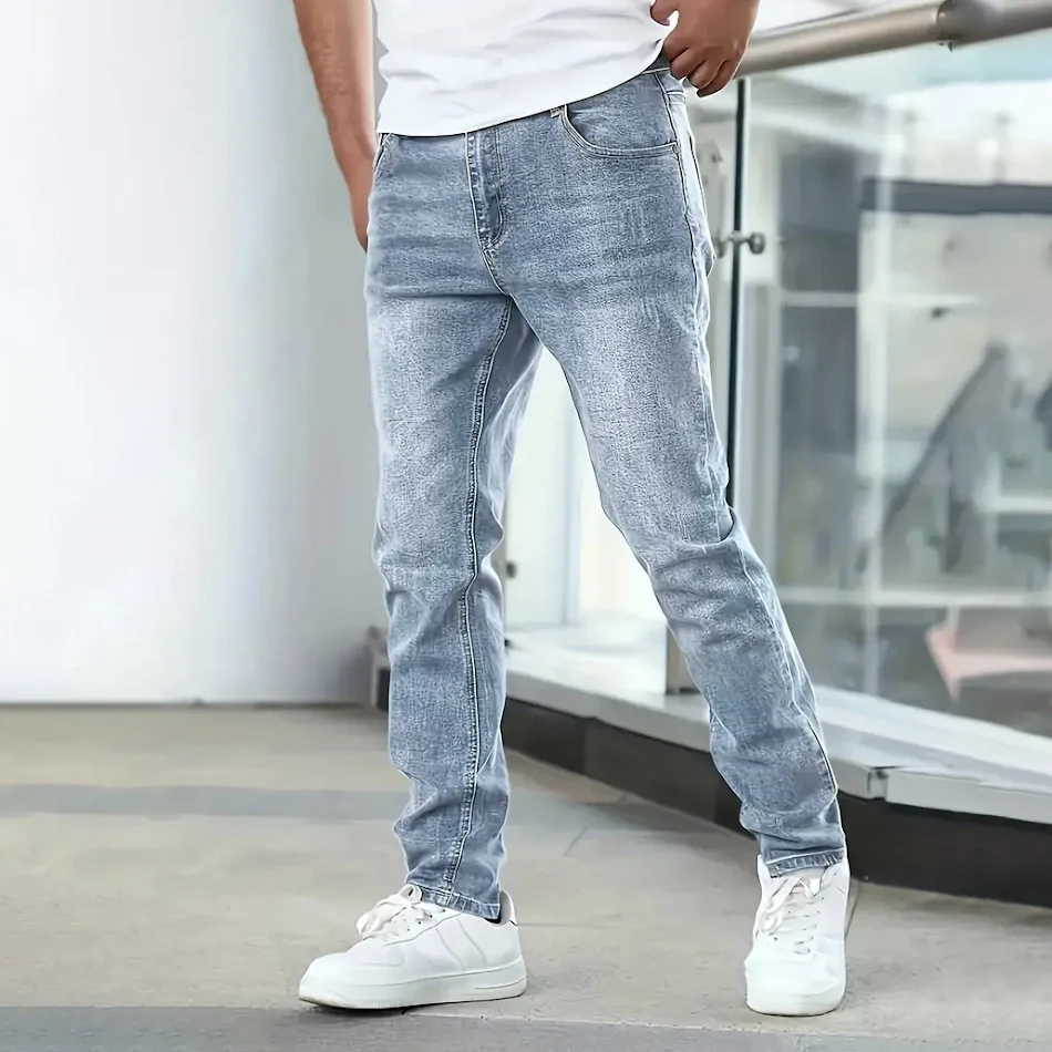 Men's Stretch Casual Solid Color Jeans offering all-day comfort and flexibility. A versatile wardrobe staple for effortl
